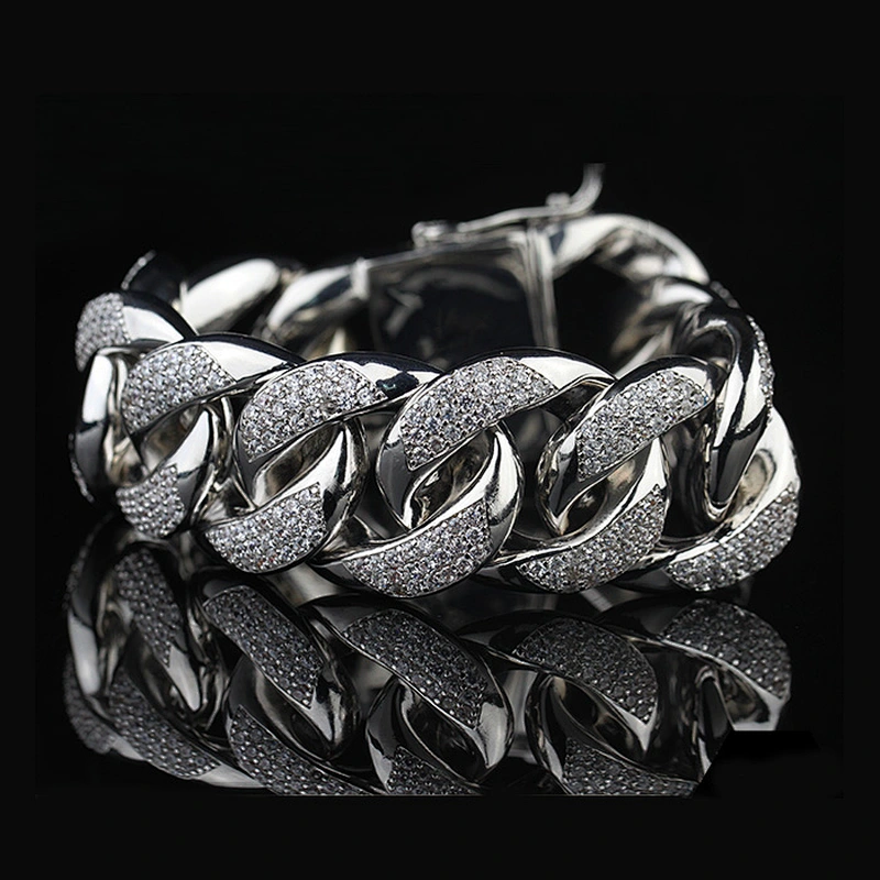 Missjewelry New heavy cz micro pave 30mm stainless steel new gold bracelet models