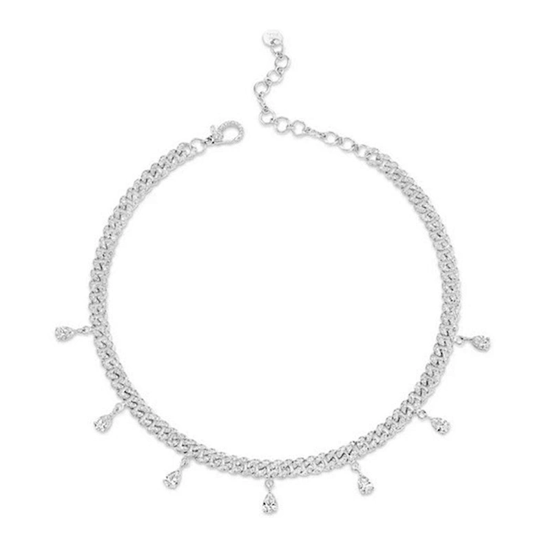 7 Pear drop link necklace women brass cuban link choker
