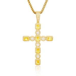 New Designer Fashion Large CZ Gold Cross Charm Pendants
