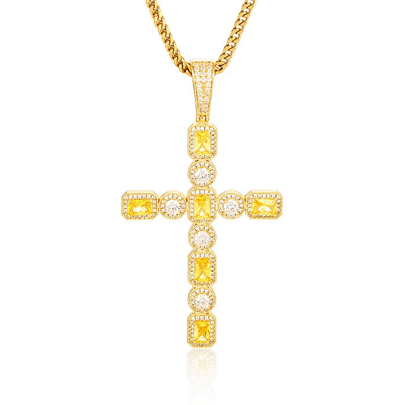 New Designer Fashion Large CZ Gold Cross Charm Pendants
