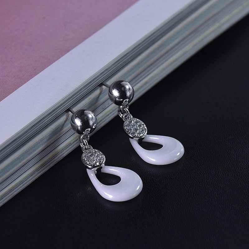 China jewelry wholesale CZ micro pave handmade pottery stud earring bridal jewelry
