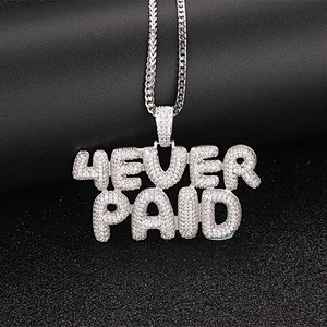 Low MOQ New Custom Iced Out Urban Jewelry Initial Letter Pendant Hip Hop