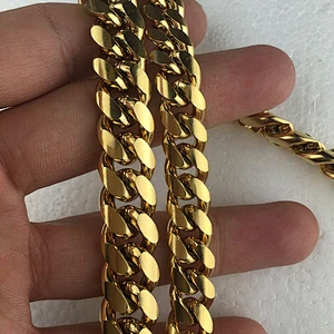 Missjewelry High Quality Necklace Brass 14k Gold Miami Cuban Link Chain
