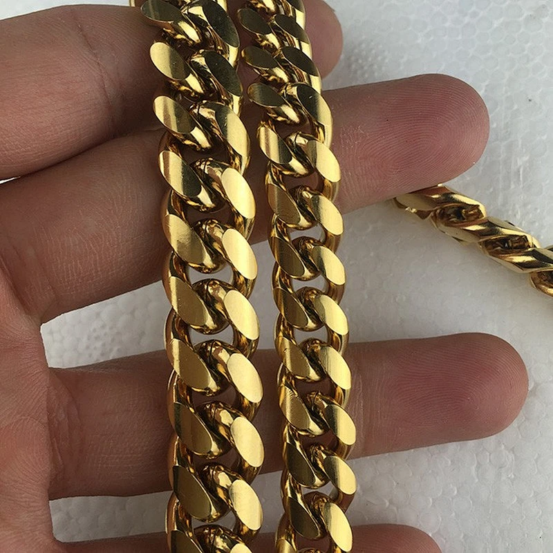 Missjewelry High Quality Necklace Brass 14k Gold Miami Cuban Link Chain