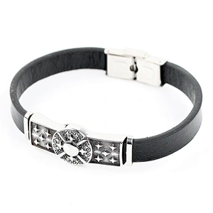 Bulk engraved charm bracelet Handmade personalized italian PU leather cuff bracelet for men