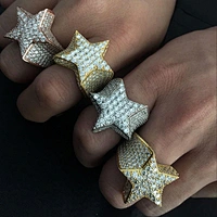Miss Jewelry new design men gold plated star diamond ring