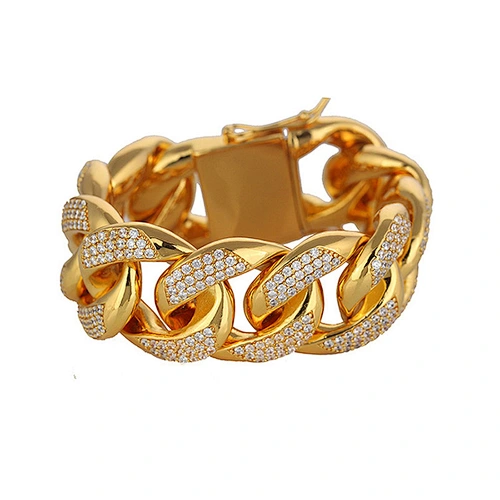 Miss Jewelry Hip Hop Style Golden Jewelry 18k Gold Plated Bracelet with Clasp