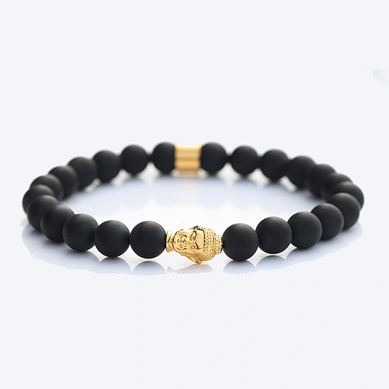Steel Elastic Black Bead Bracelet