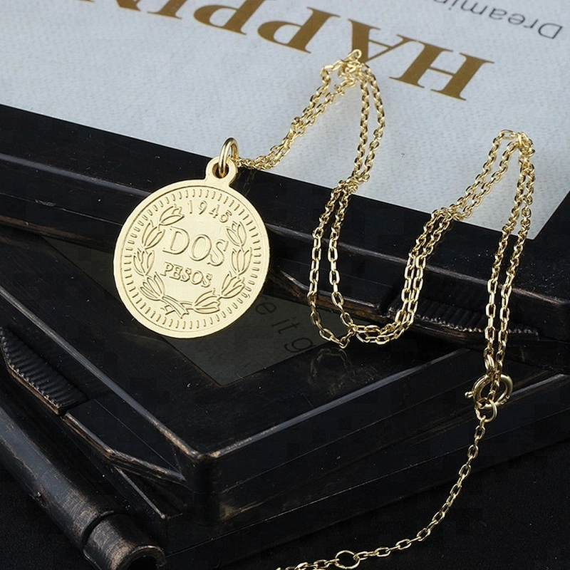 Miss Jewelry Cheap Fashion Jewelry Elizabeth Gold Necklace Chain Coin Pendant