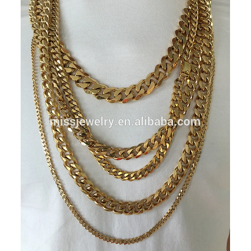 Large Curb Link Chain Gold And White Gold Chain