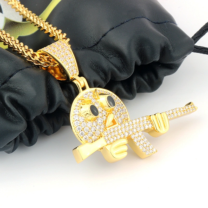 Missjewelry Emiji Face Gold Chain Necklace Hip Hop Pendant AAA