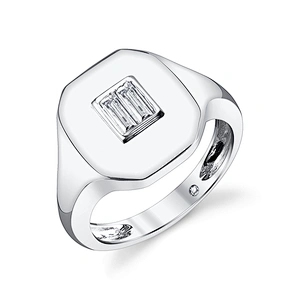 Miss Jewelry Women Jewelry Sterling Silver Baguette Diamond Pinky Ring