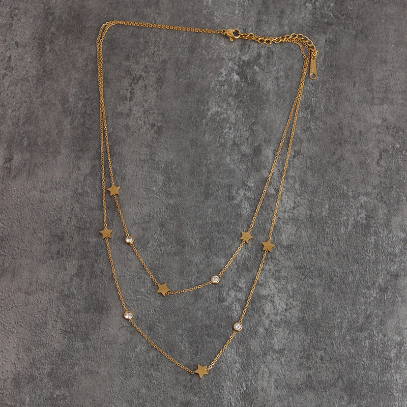 Jewelry Double Gold Chains Necklace for Women
