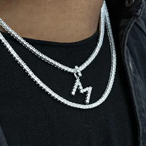 Missjewelry Hot Selling Custom Zircon Paved Sterling Silver Bubble Letter Pendants Mens HipHop Jewelry