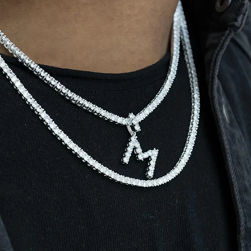 Missjewelry Hot Selling Custom Zircon Paved Sterling Silver Bubble Letter Pendants Mens HipHop Jewelry