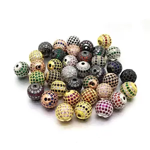 Miss Jewelry Wholesale 925 Sterling Silver Metal Beads for Jewelry Making Cz Micro Pave Beads