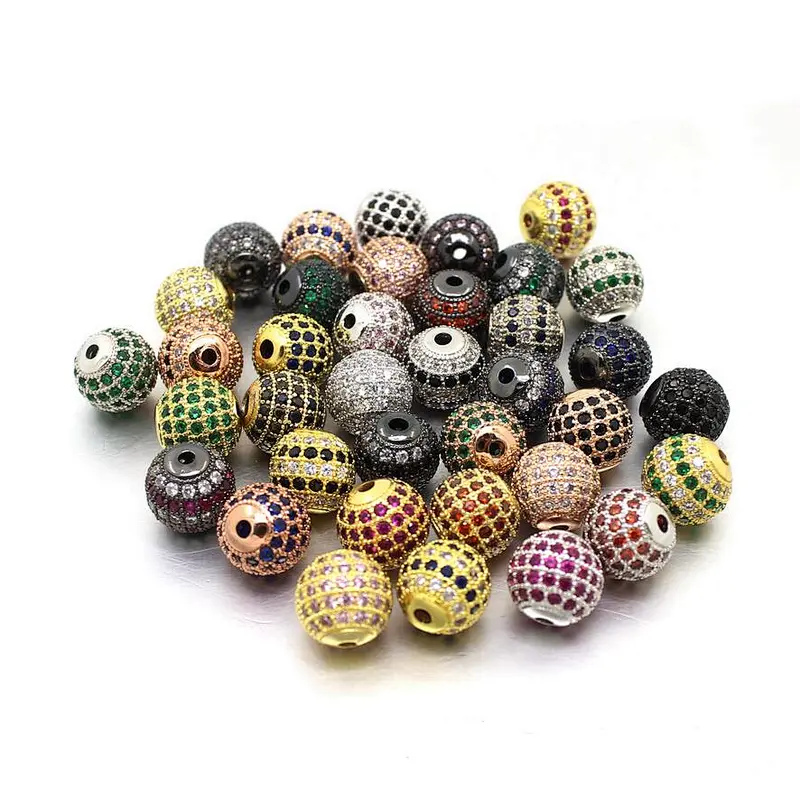 Miss Jewelry Wholesale 925 Sterling Silver Metal Beads for Jewelry Making Cz Micro Pave Beads