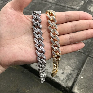 Missjewelry Micro Pave AAA CZ Iced Out 14k 18k Gold Cuban Link Chain