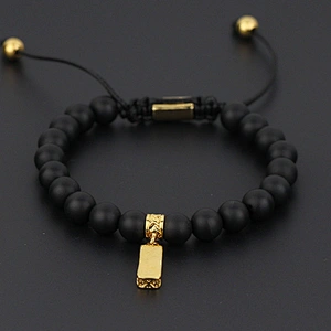Miss Jewelry stainless steel stretch engraved beaded bracelet , bracelet for men