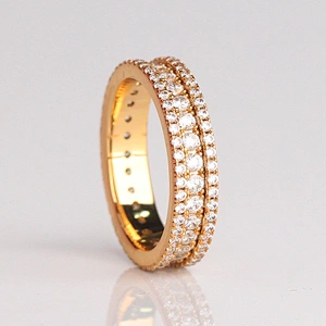 Fashion Diamond 18K Gold Custom Sterling Silver Men's Ring