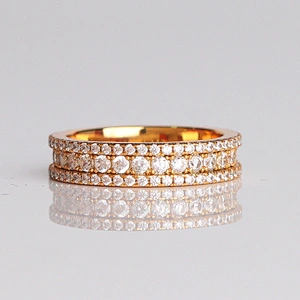 Fashion Diamond 18K Gold Custom Sterling Silver Men's Ring