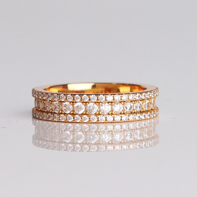 Fashion Diamond 18K Gold Custom Sterling Silver Men's Ring