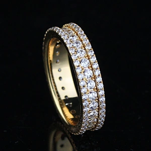 Fashion Diamond 18K Gold Custom Sterling Silver Men's Ring