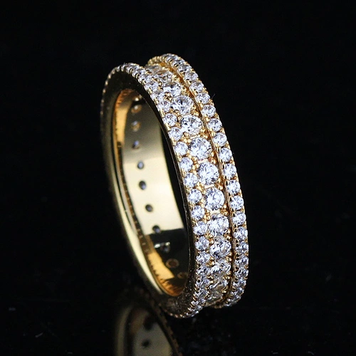 Fashion Diamond 18K Gold Custom Sterling Silver Men's Ring