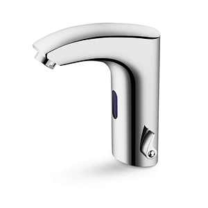 Sensor Touchless Bathroom Sink Faucet with Hole Cover Plate, Chrome Hands Free Bathroom Water Tap with Control Box and Temperature Mixer, 1-Hole/3-Hole Vanity Faucet, Battery Powered