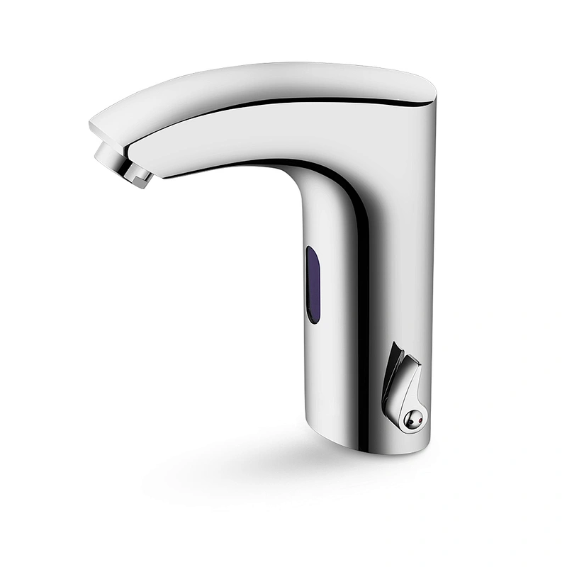 Sensor Touchless Bathroom Sink Faucet with Hole Cover Plate, Chrome Hands Free Bathroom Water Tap with Control Box and Temperature Mixer, 1-Hole/3-Hole Vanity Faucet, Battery Powered