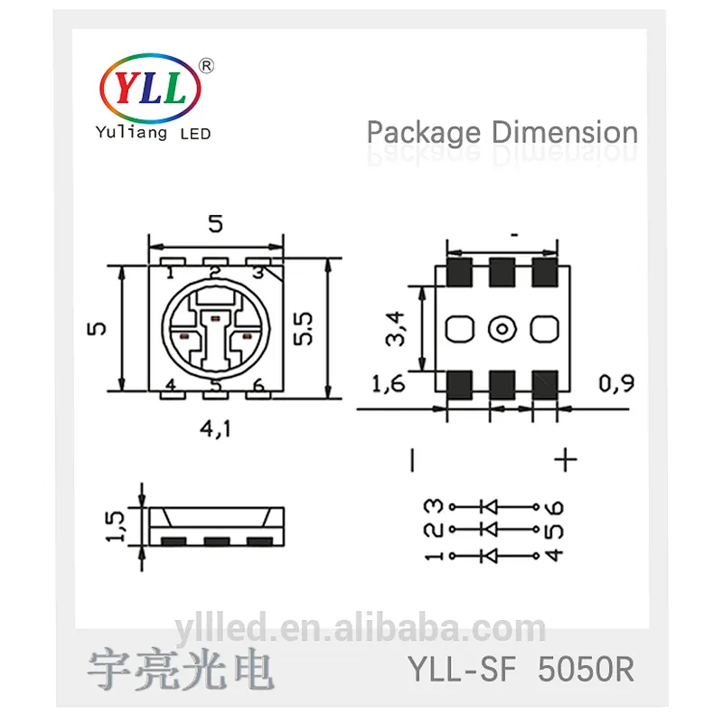 high lumen 5050 smd led 3 chips red/yellow/green/blue/white 5050 led chip smd 5050 smd led soldering