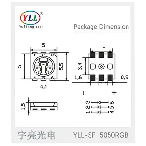 Energy efficient epistar 6pin 0.2w 5050 rgb smd led datasheet