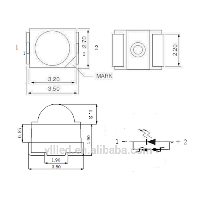 yuliang led ultra light led diode narrow viewing angle smd led 3528 superior 3mm/5mm superflux piranha led