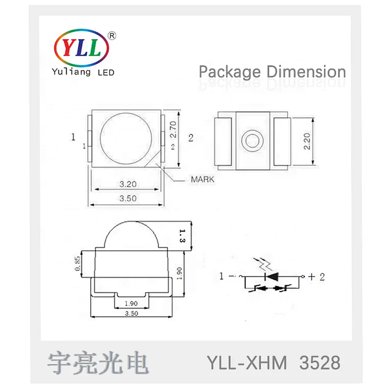 Automotive leds 0.1w 0.2w 60 degree 2000-3500mcd red 3528 led lens