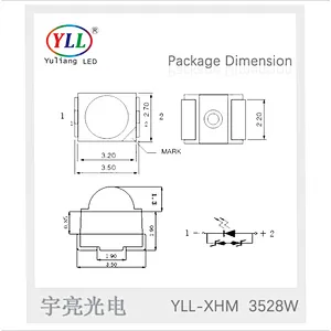 0.06w 3528 smd led diode with lens white
