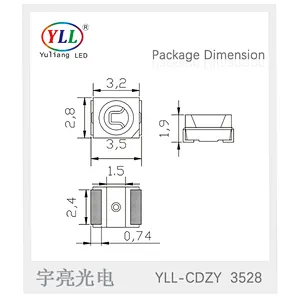 epistar chip smd led amber 3528 smd led diode