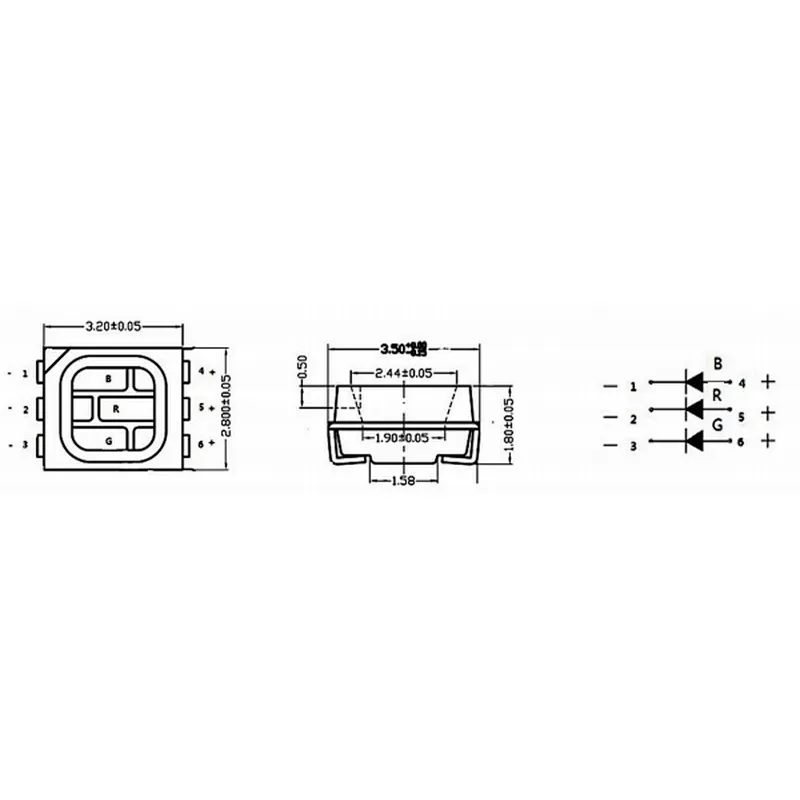 Factory supply high quality  0.2 Watt epistar chip   smd 2835 rgb
