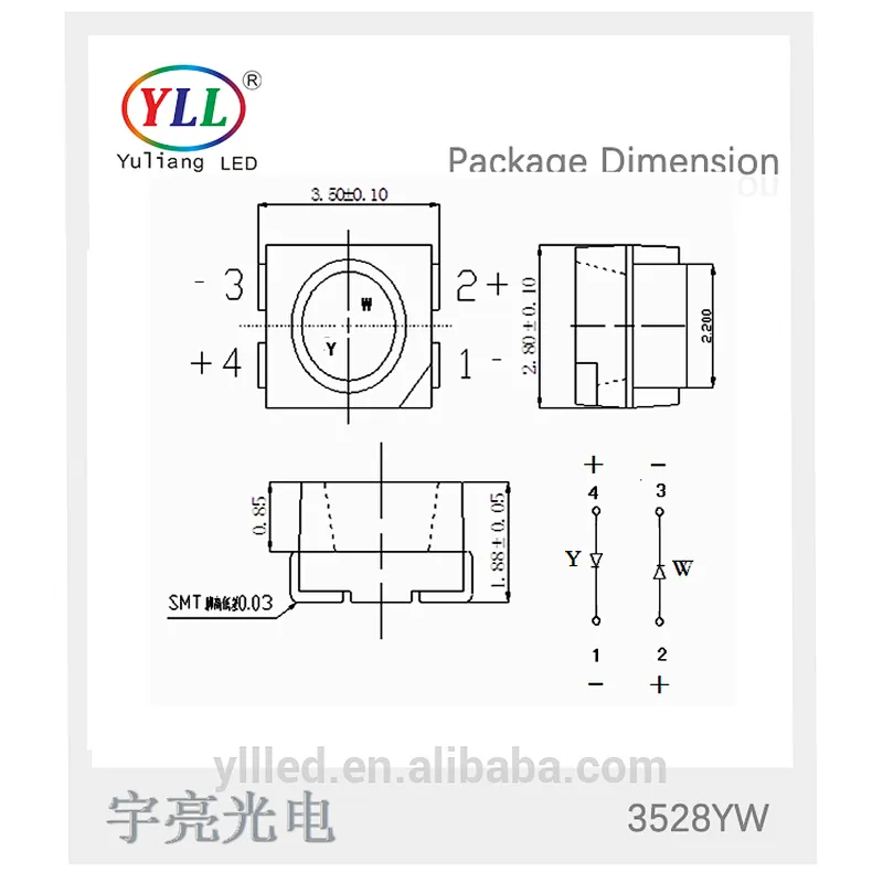 taiwan epistar chip led smd double bi-color 3528 smd led chip