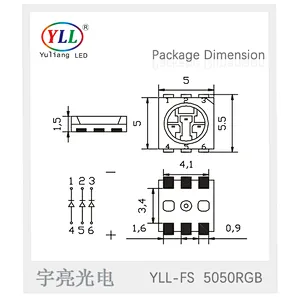 Shenzhen professional supplier PLCC-6 Tri-color rgb smd 5050 led