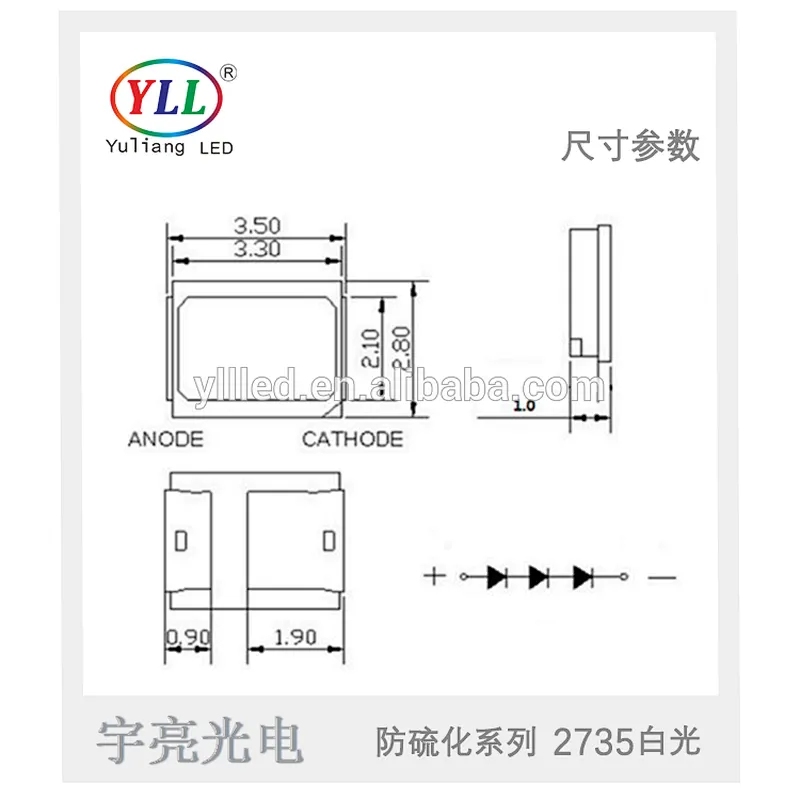 LM80 approved crees chip 0.5w smd led 2835 50-60lm