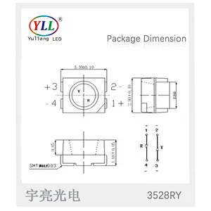 LED light source 0.2w 4pin epistar chip 3528 bi-color smd led