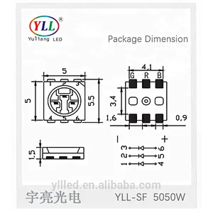 Factory direct sale  full color 0.2W 5050 rgb led datasheet