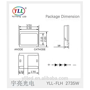 LM80, SDS approved yuliangled 0.2W crees chip 2835 led smd 3V 60mA 3000K