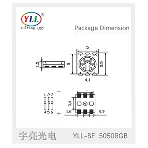 yuliang 13 experience manufacture epistar 0.5w smd 5050 rgb led chip plcc6