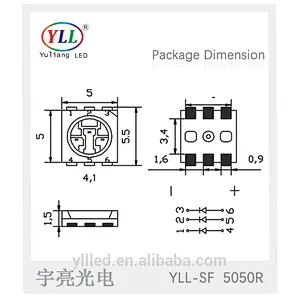 smd led component untral brightness 3chips 0.2w/0.5w epistar chip smd led 5050 red