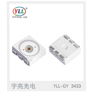 High luminous efficiency 594nm yellow 0.5W 3433 smd led diode