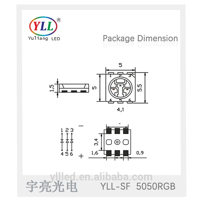 Epistar chip 5050 3v rgb led 20mA/60mA/150mA/350mA with LM80 approved