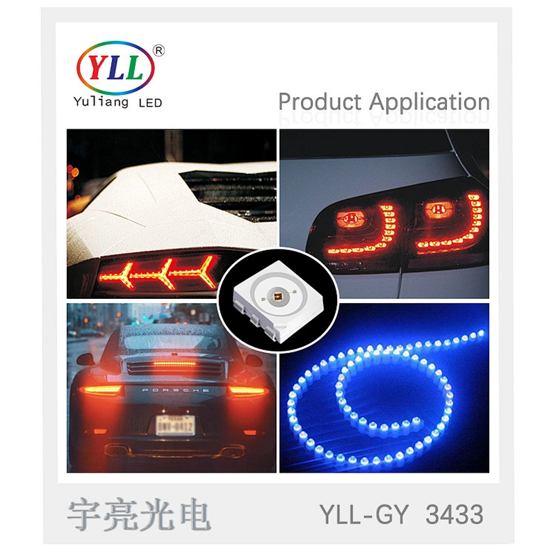 Epistar chip yellow 140mA 0.5w 3433 smd led for brake light