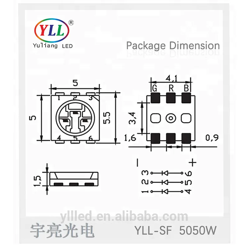 epistar 3 chips 0.2w cool white 10000k 5050smd led specifications