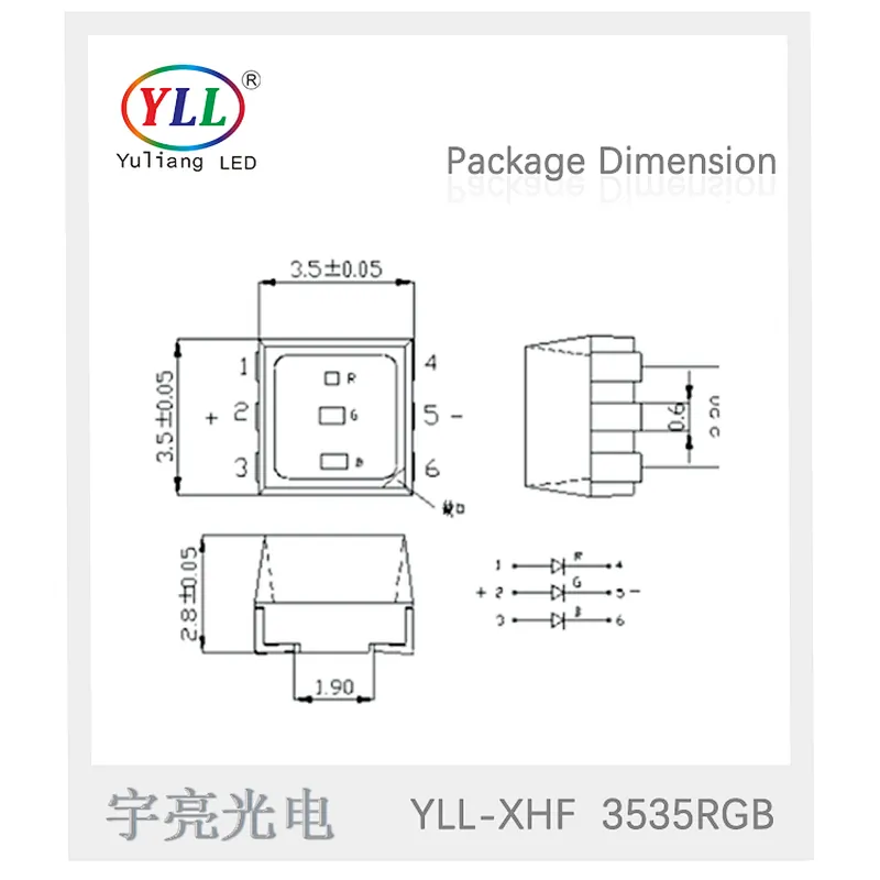 LED light source 0.2w 6pin white epistar 3535 smd chip led datasheet